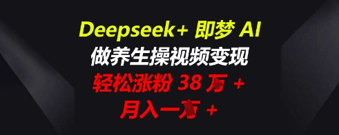 Deepseek+即梦AI，做养生操视频变现，轻松涨粉38W+，月入一W+-网创项目-网创项目平台-网络项目资源网