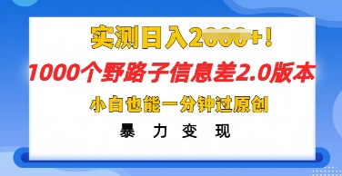 2025抖音1000个野路子信息差最新玩法，一分钟过原创，暴力变现月入几k-网创项目-网创项目平台-网络项目资源网