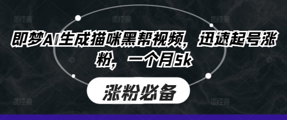 即梦AI生成猫咪黑帮视频，迅速起号涨粉，一个月5k-网创项目-网创项目平台-网络项目资源网
