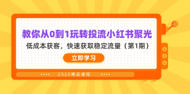 （14260期）教你从0到1玩转投流小红书聚光，低成本获客，快速获取稳定流量（第1期）-网创项目-网创项目平台-网络项目资源网
