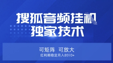 【搜狐音频挂G】独家技术，可矩阵可放大，红利期稳定月入8k【揭秘】-网创项目-网创项目平台-网络项目资源网
