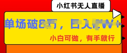 小红书无人直播，纯小白可做，有手就行，单场直播销售额破8w-网创项目-网创项目平台-网络项目资源网