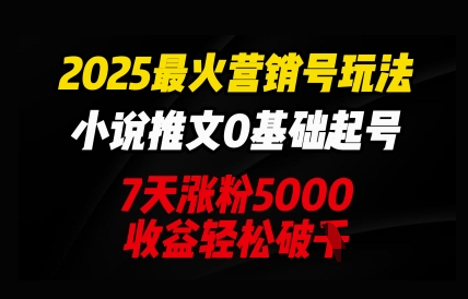 2025最火营销号玩法：小说推文0基础起号，7天涨粉5000，收益轻松破k-网创项目-网创项目平台-网络项目资源网